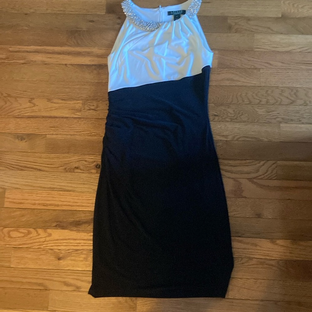 RALPH LAUREN BLACK & WHITE COCKTAIL DRESS SIZE 2P